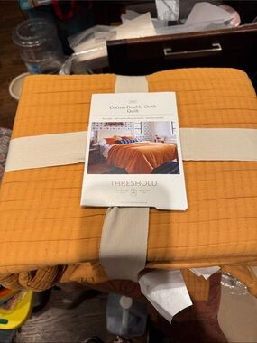 Threshold king size Cotton Double Cloth Quilt - Golden Mustard/Orange